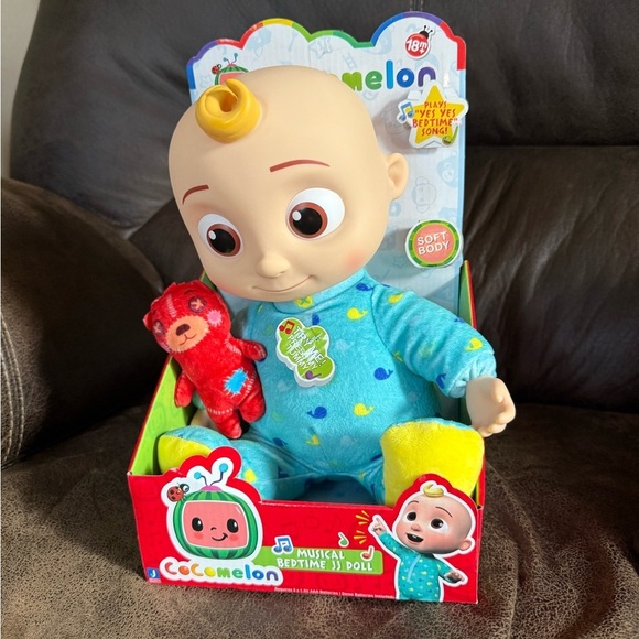 Cocomelon Musical Bedtime JJ Doll‎ Plush Toy with Teddy Bear Size 18M Soft Body - Picture 1 of 6